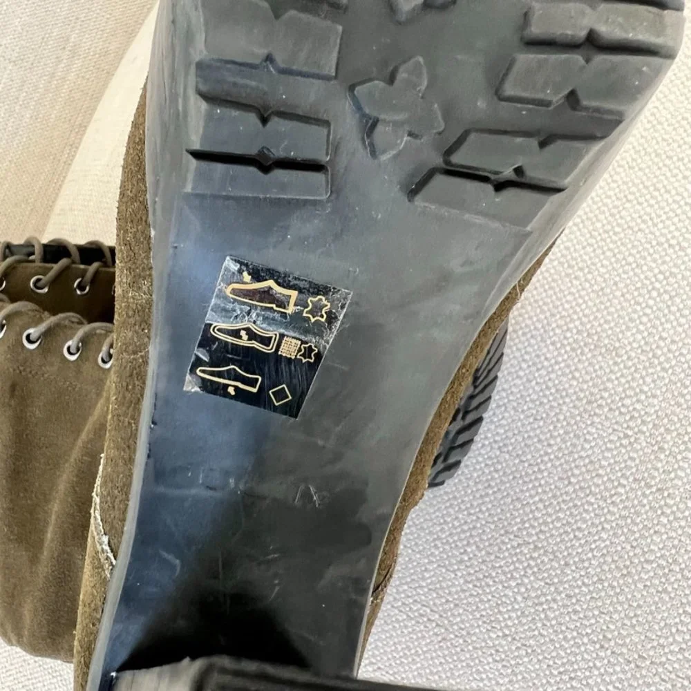 ALDO Olive Green Suede Over-the-Knee Lace-Up Heeled Boots